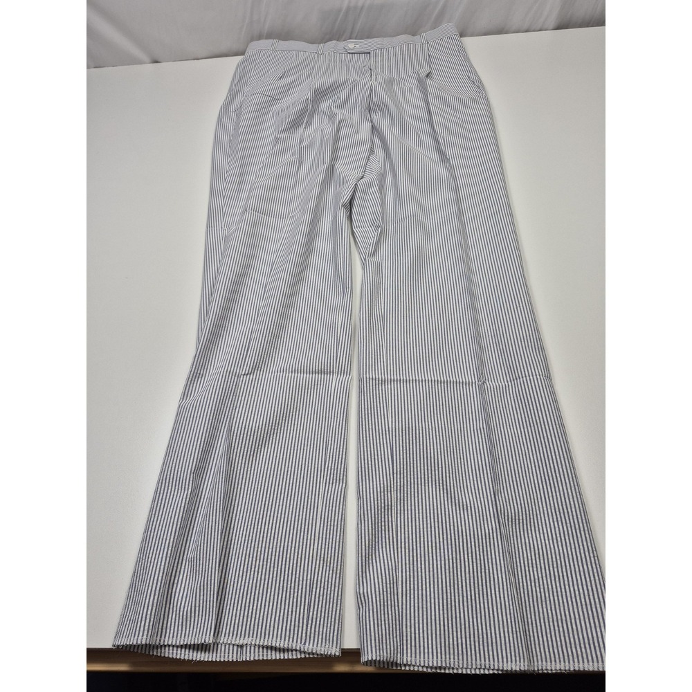 Haspel Dress Pants Mens 40x37 Blue Cotton Pleated Stripe New Orleans Unhemmed